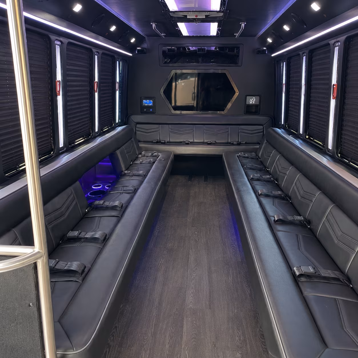 duluth 18 passenger party bus interior