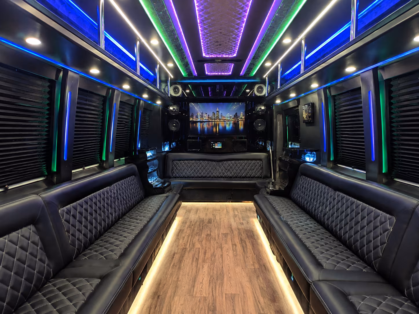 duluth 25 passenger party bus interior