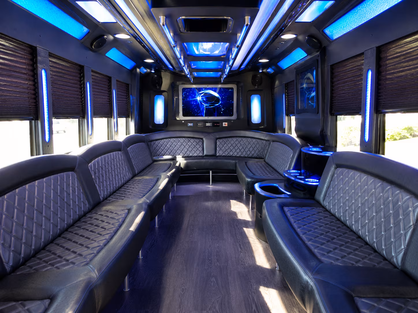 duluth 28 passenger party bus inside