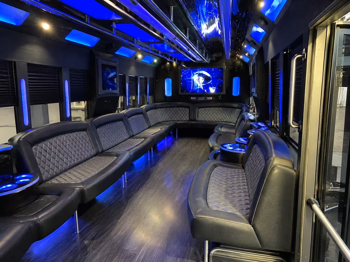 duluth 28 passenger party bus interior