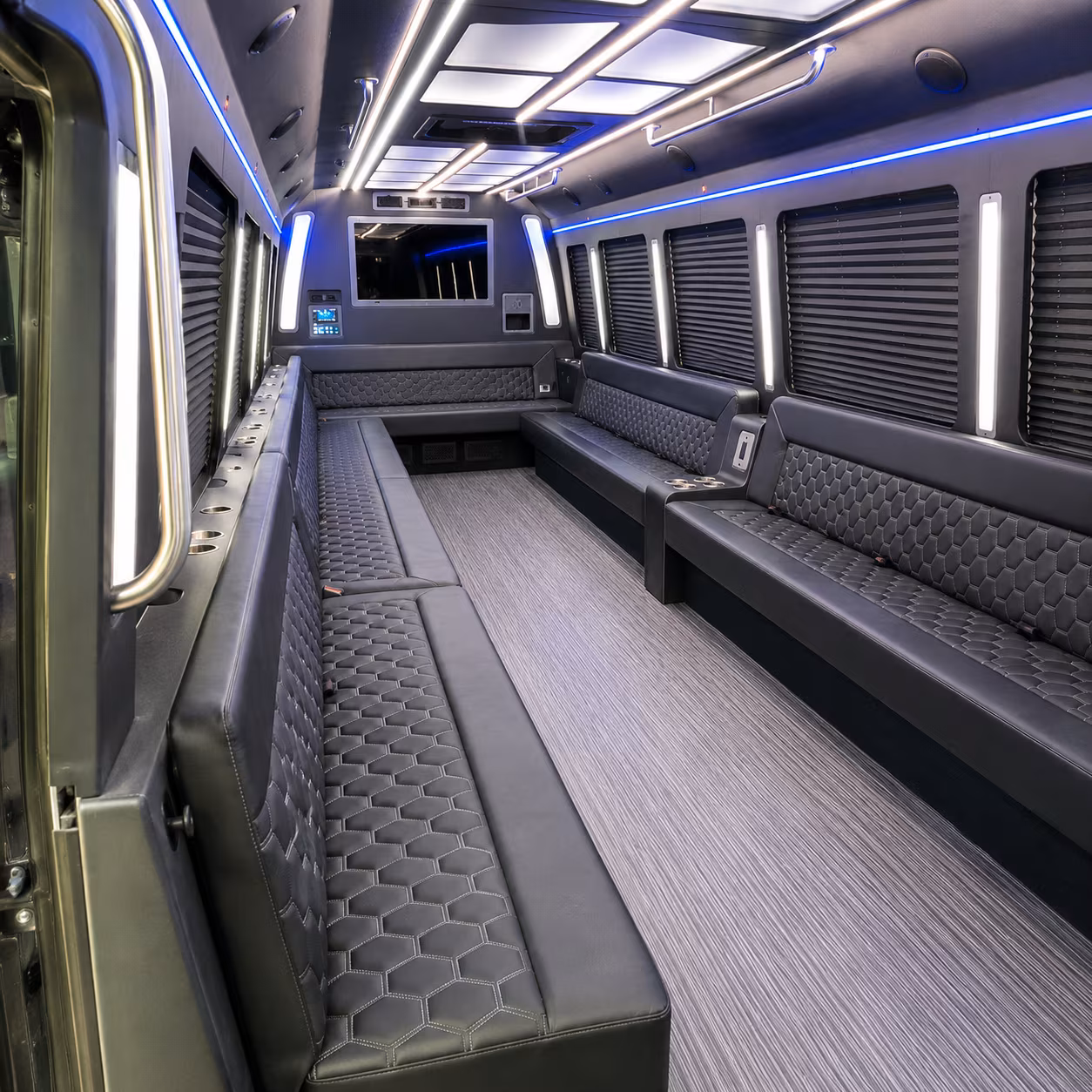 duluth 40 passenger party bus interior