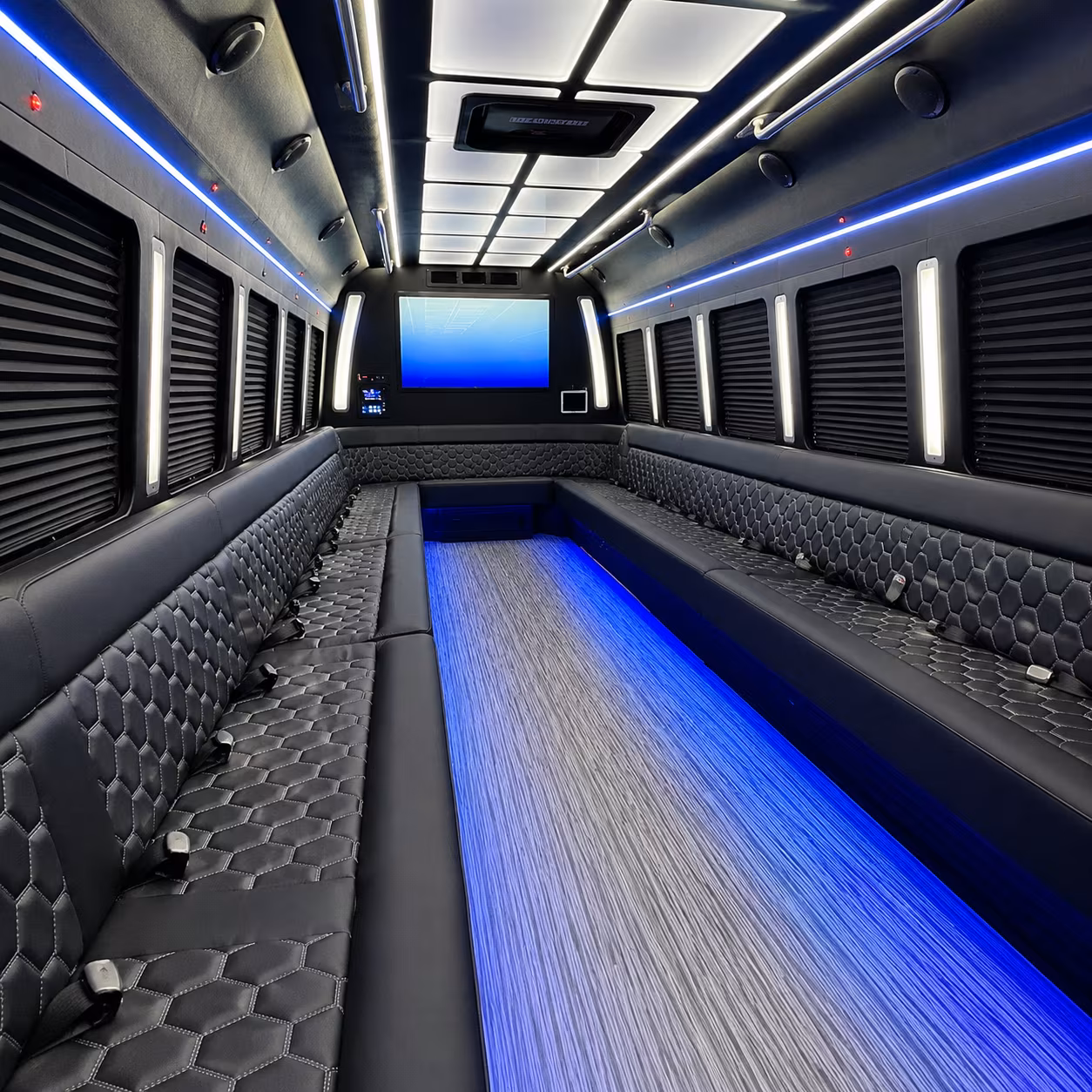 duluth 50 passenger party bus inside