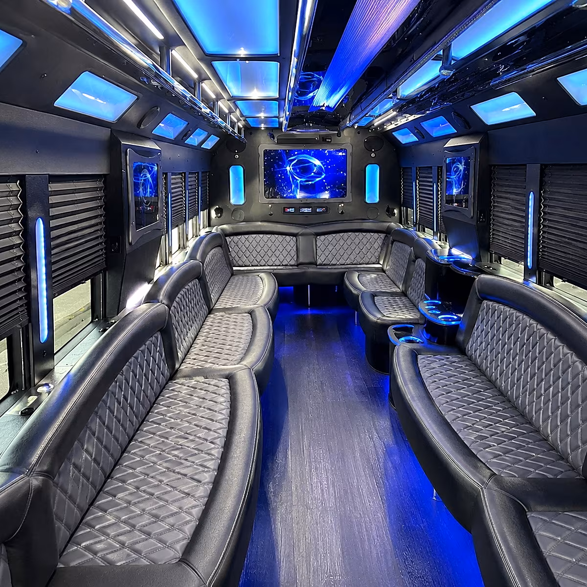 duluth 50 passenger party bus interior